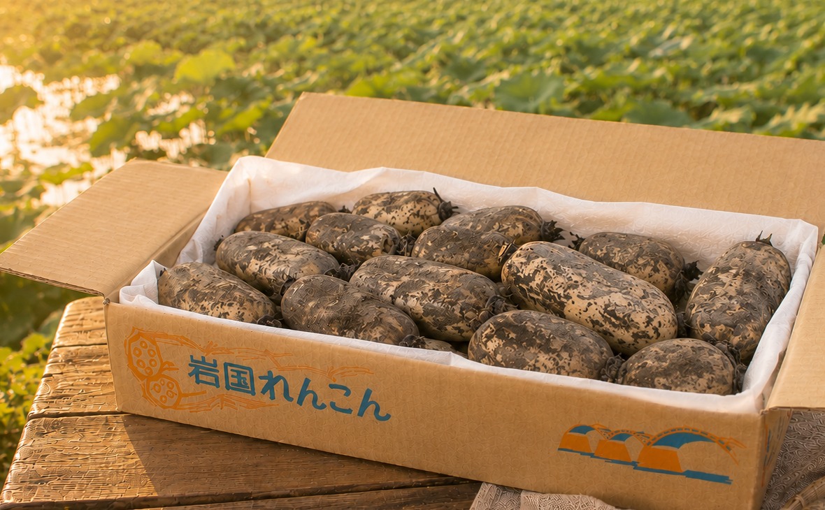 岩国れんこん 小サイズ（わけあり）の箱詰め